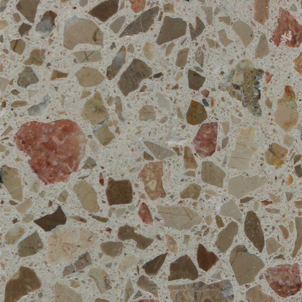 white terrazzo tile with large white aggregate