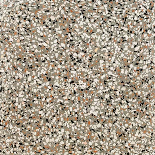 brown terrazzo tile with white aggregate