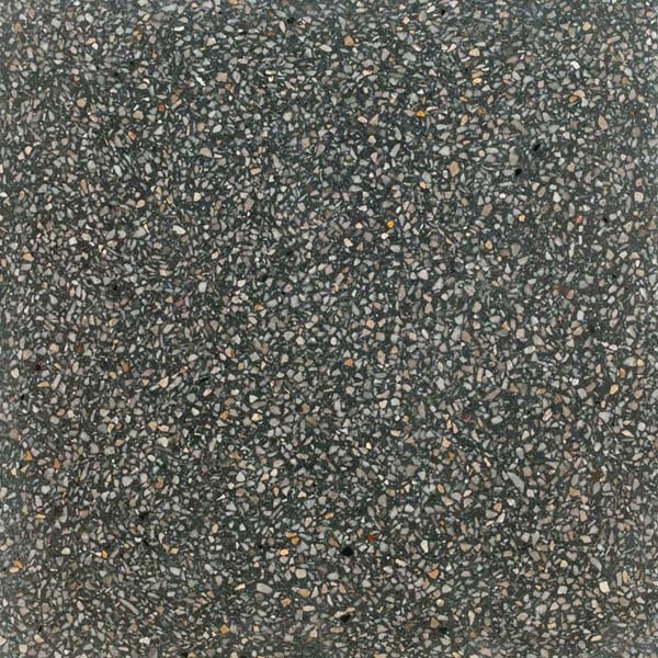 black terrazzo tile with white aggregate