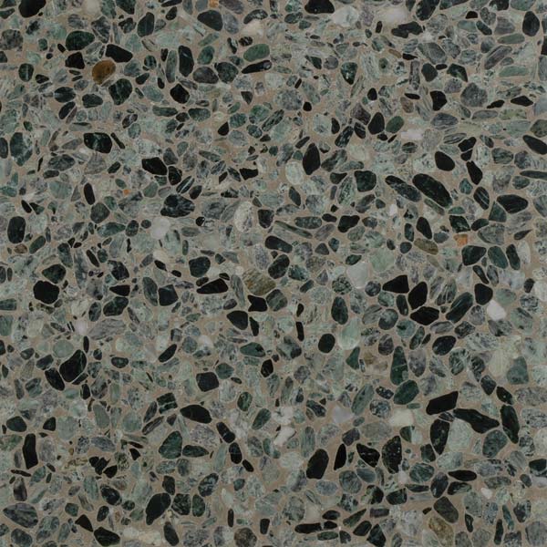 green terrazzo tile with large green aggregate